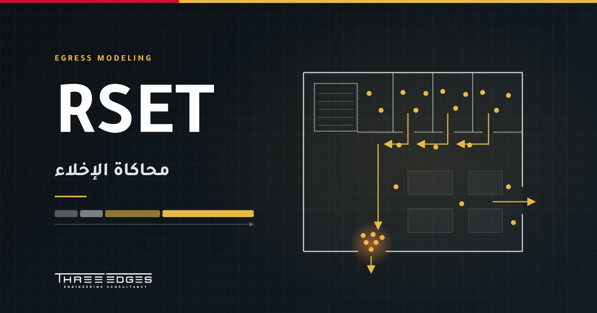 محاكاة الإخلاء وزمن الإخلاء المطلوب (RSET): كيف يُحسب زمن خروج الناس؟